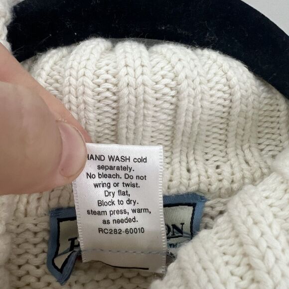 Pendleton Originals Women’s Cableknit Turtleneck Sweater Sz LG Cream 100% Cotton - Picture 4 of 11